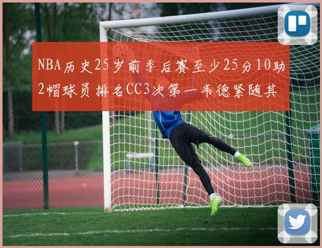 NBA历史25岁前季后赛至少25分10助2帽球员排名CC3次第一韦德紧随其后